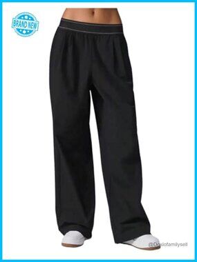 Wide Leg Workout Pants Quick Dry Low Waist Athletic Pants with Pockets